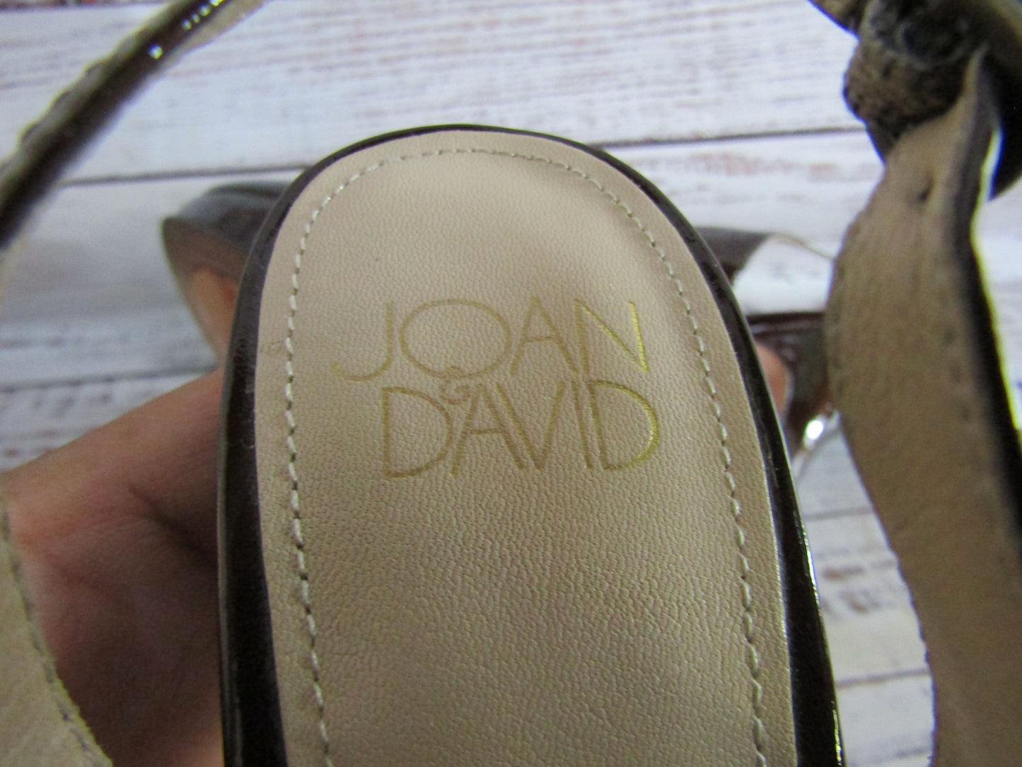 Joan & David Funn Women's Brown Patent Leather Slingback Heel Sandals Size 6.5