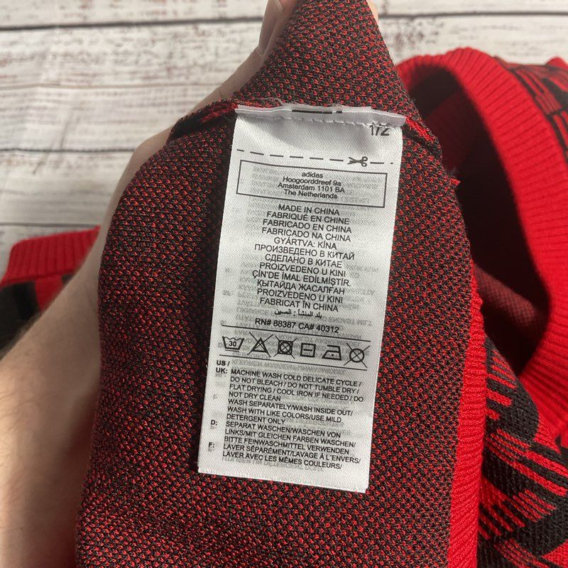 Adidas Wales Bonner Red Geometric Pattern Knit Scoop Neck Sweater Vest sz Small