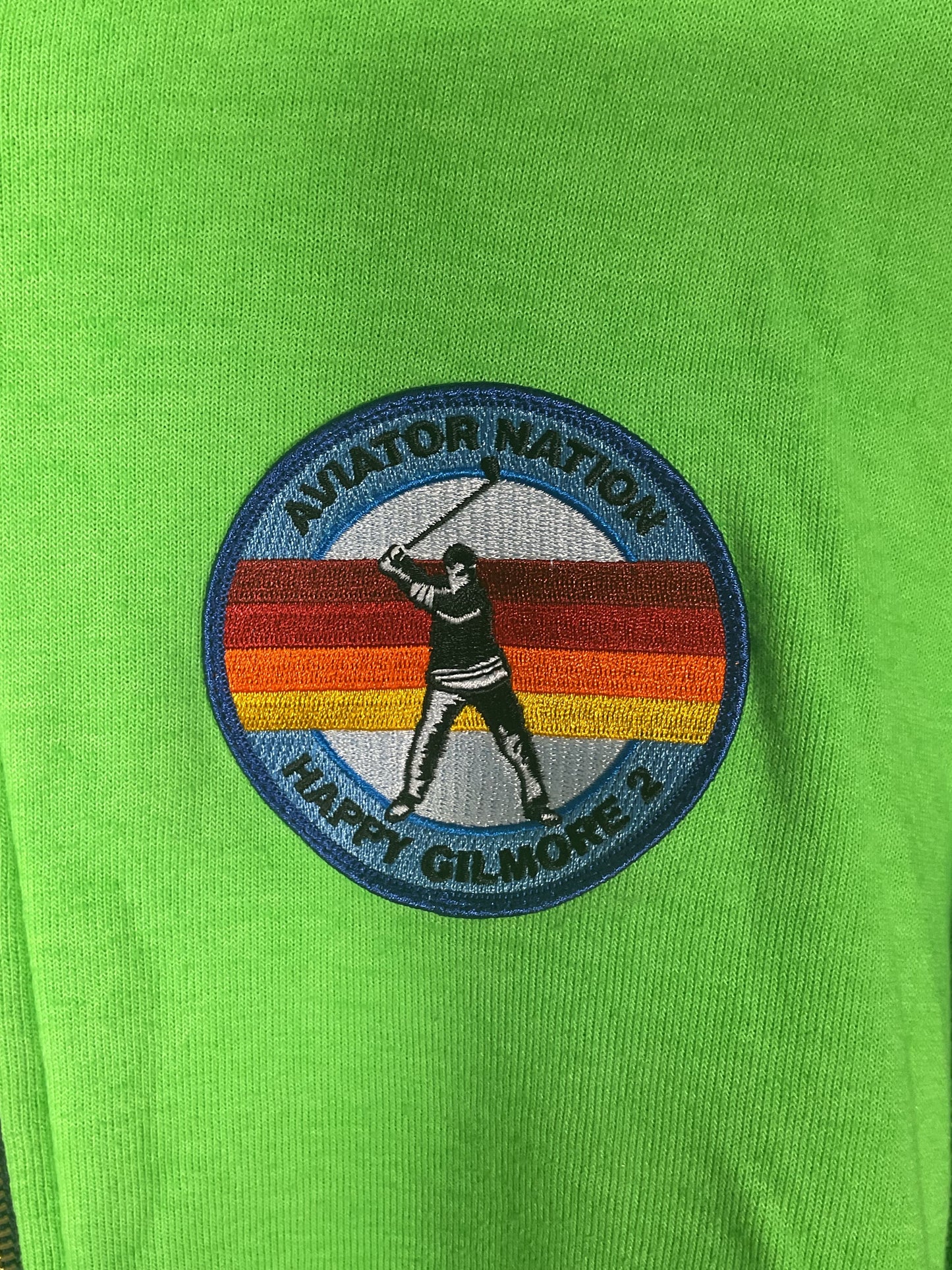 Aviator Nation Green Happy Gilmore 2 Zip Up Hoodie - Size L