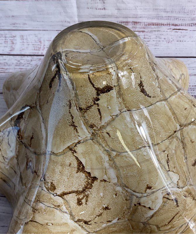 Home Decor Phillis Glass Scalloped Shell Bowl Ruffled Beige/ Brown 11"
