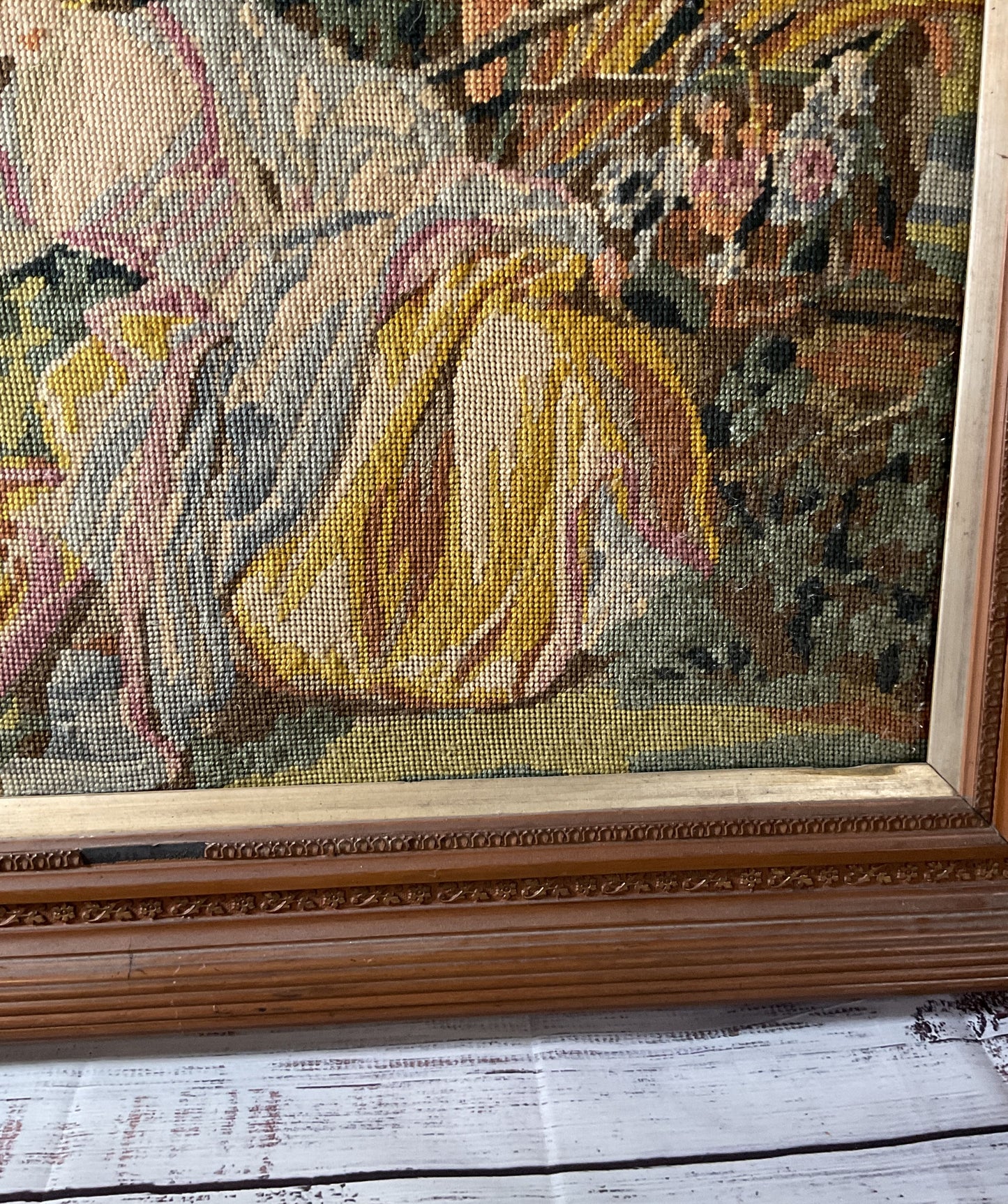 Antique MARGOT Made in France Tapestry Needlework Framed