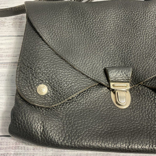 VTG. Groom 3 Compartment Black Pebbled Leather Crossbody Shoulder Bag Purse