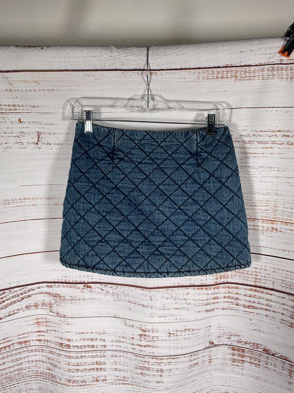 Simon Miller Women's Blue Denim Quilted Short Skirt Size 2