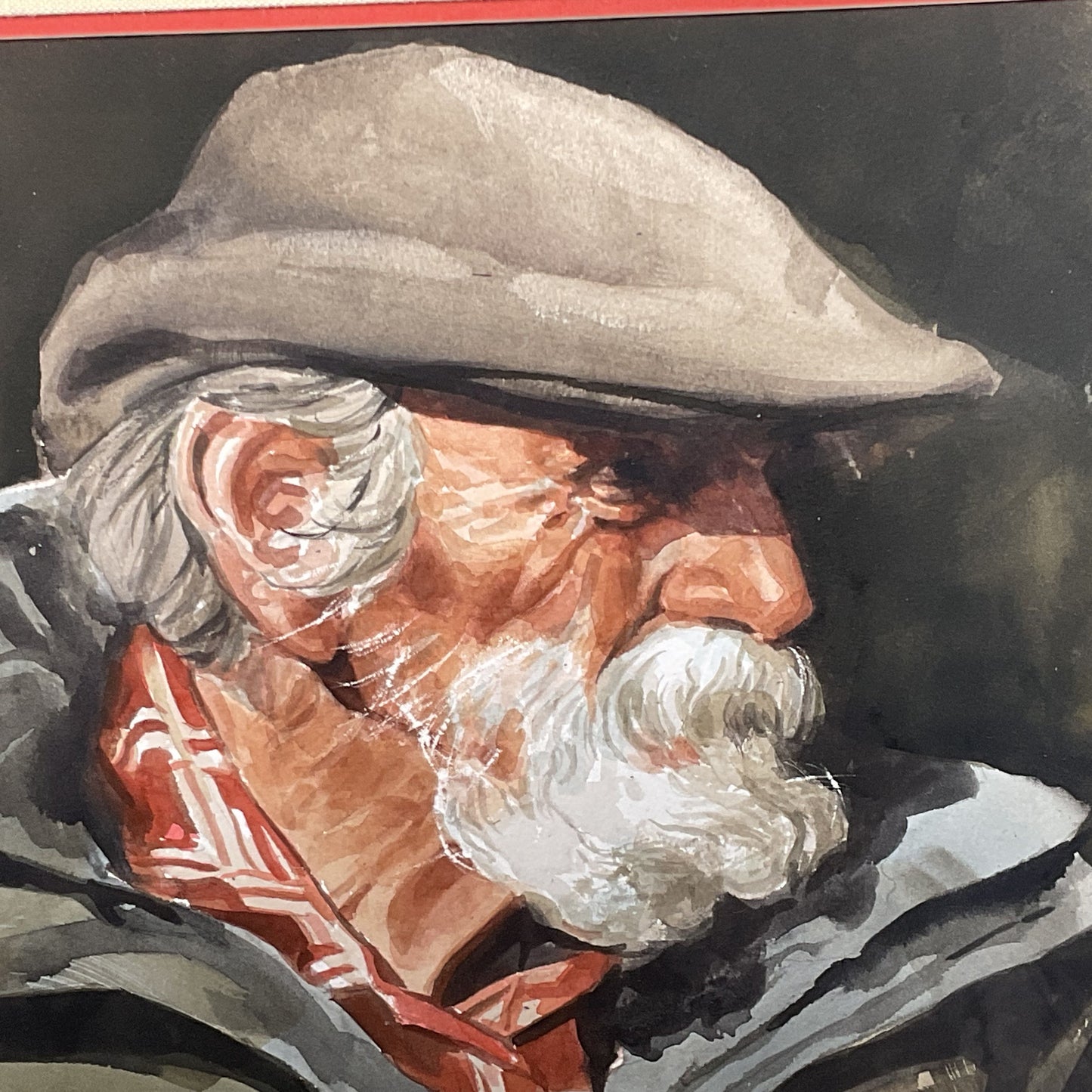 Signed VICTOR MARTINEZ (Peruvian/American, b. 1932) Pensive Old Man 37.5"X29.5"