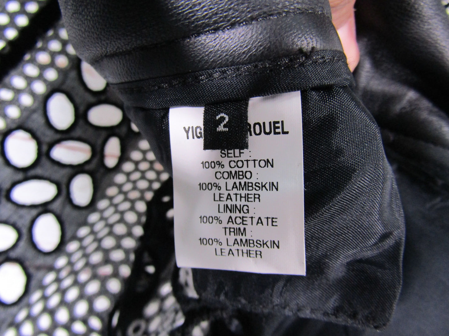 Yigal Azrouel Women's Black & White Lace Lambskin Leather Moto Jacket Size 2