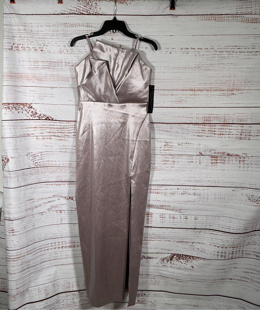 NWT Women's Aidan Mattox Mauve Silver Foiled Mikado Dress Size 6 Retail $395