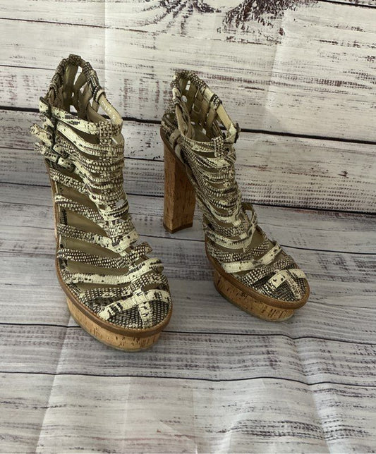 Women's Opening Ceremony Snake Print Platform Cork Heels Size 38 US 7.5