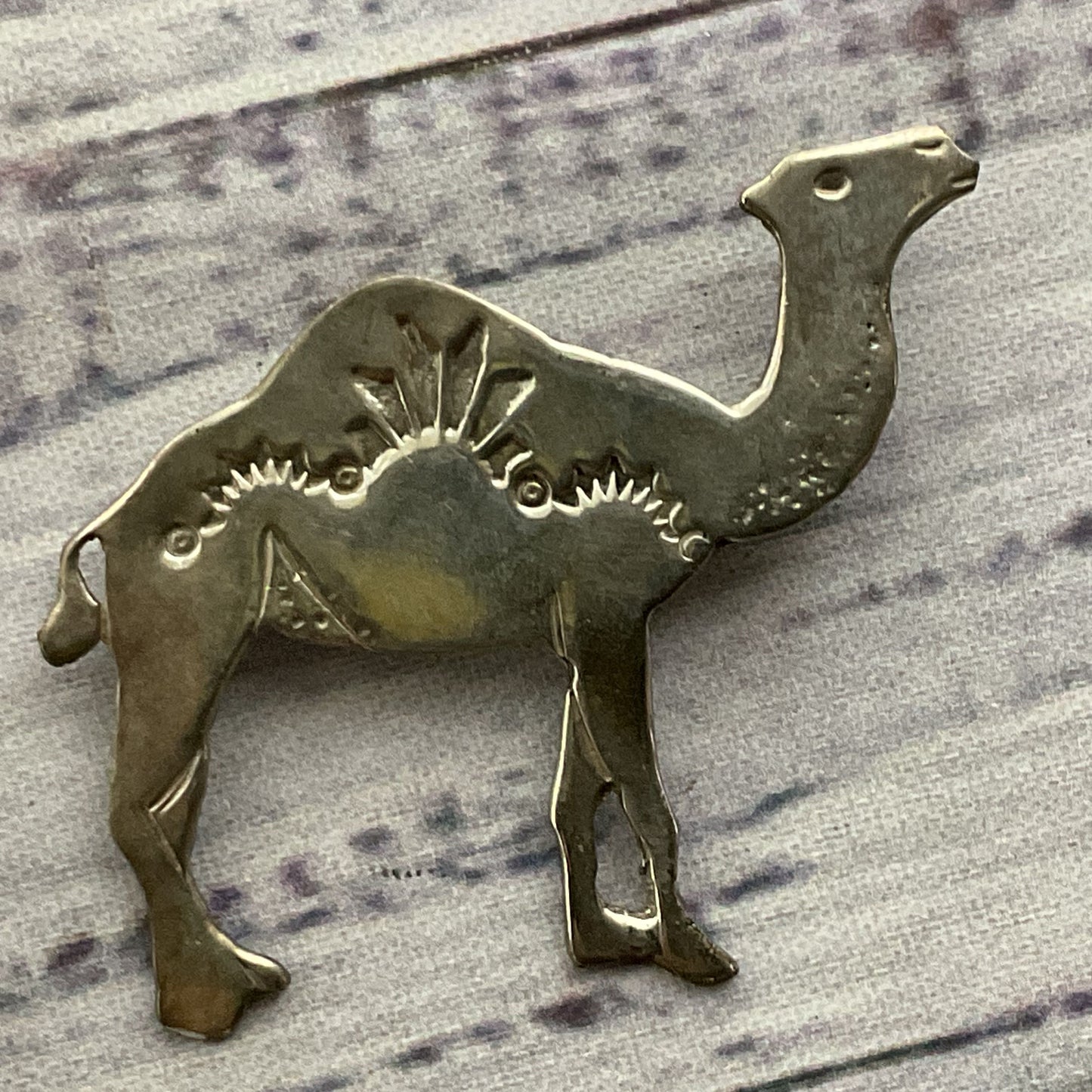 Sterling Silver Camel Brooch- 2"