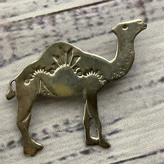 Sterling Silver Camel Brooch- 2"
