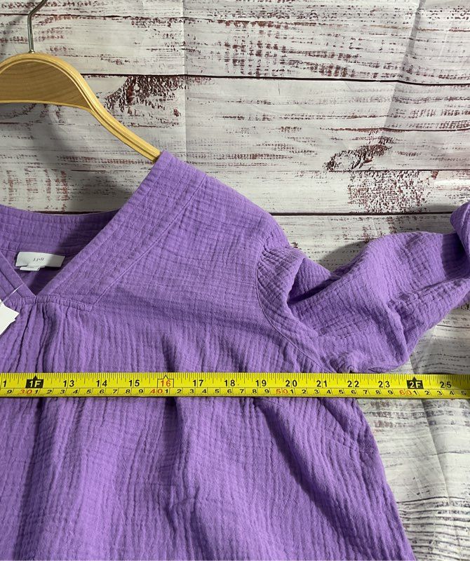 NWT J JILL Women's V-Neck Long Sleeve Purple Blouse Size LP