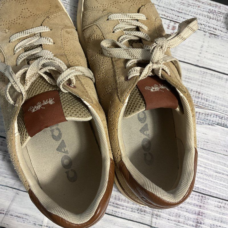 Coach Clip Perforated Khaki Sneakers Men's 8.5 in OG Box