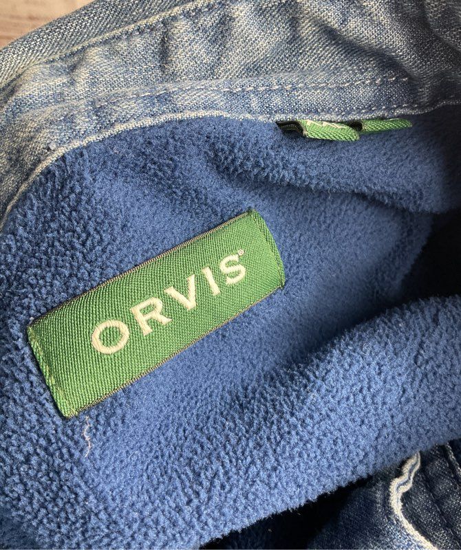 Orvis Men's Heavyweight Fleece Line Denim Shirt Blue XXL