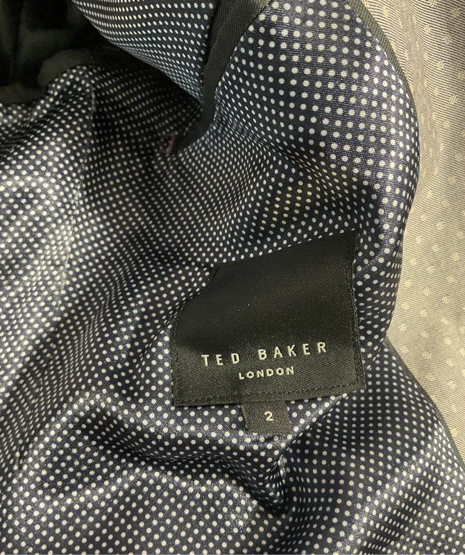 Ted Baker Women's Grey Blazer Jacket Sunflower Inner Design Size 2
