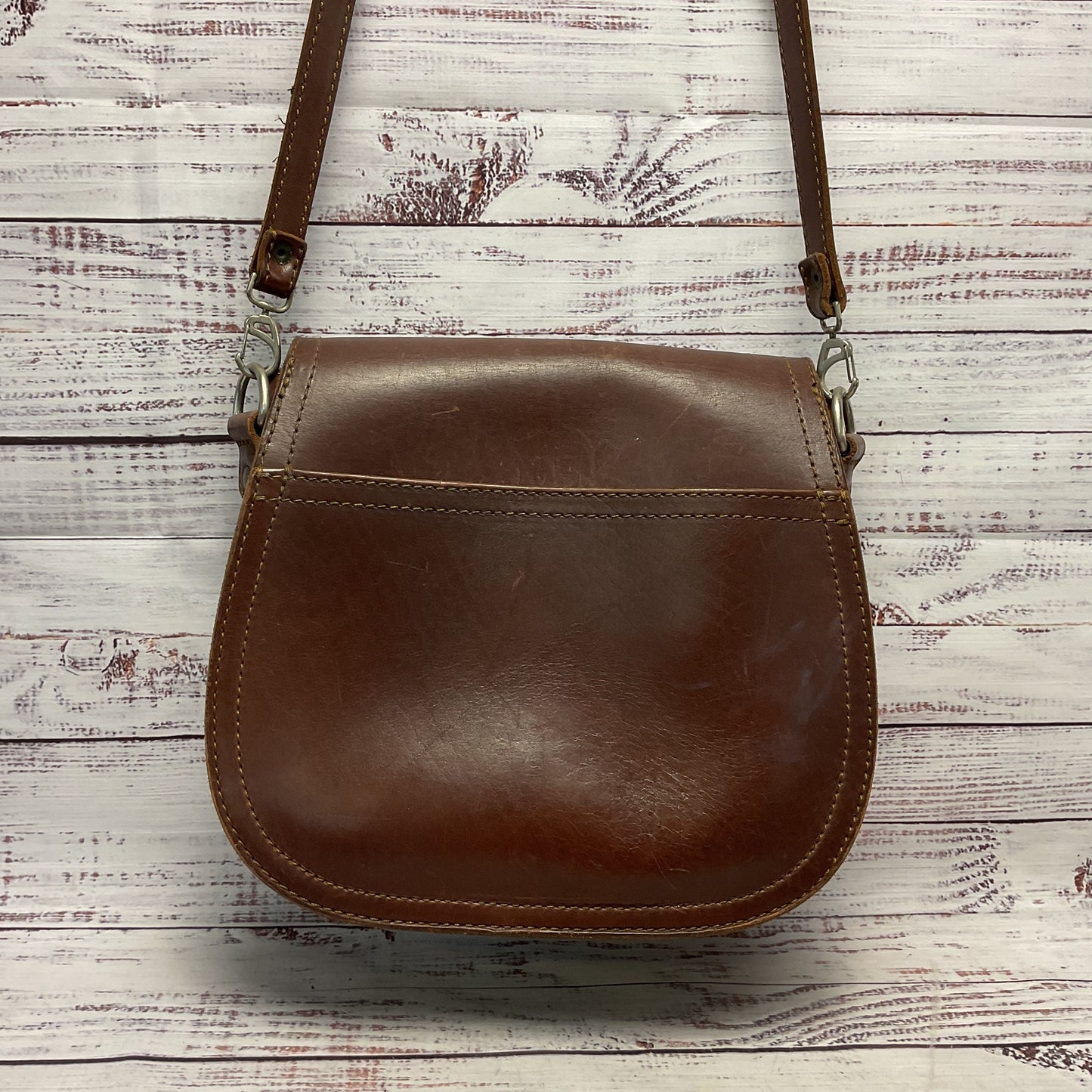 Saddleback Brown Leather Crossbody Hobo Bag Purse 10"x10"x4.5"