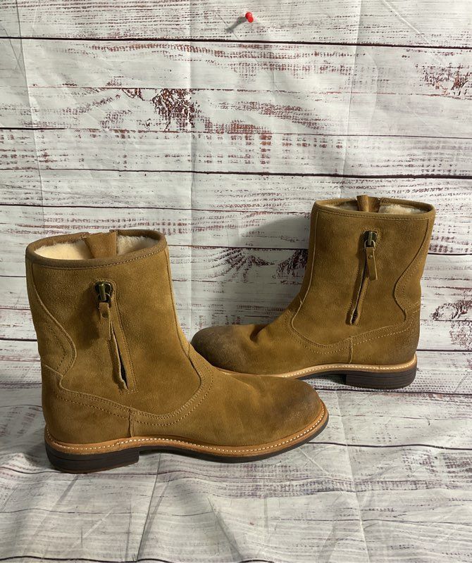 Men's Waterproof Leather Tall Boots With Fur UGG Jaren Casual Boots Size 9