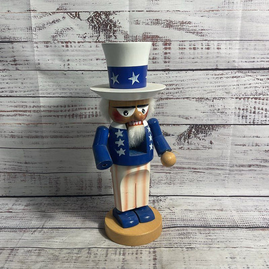 VTG. Original Steinbach Volkskunst Uncle Sam 12" Wooden Nutcracker Figure *DMG*