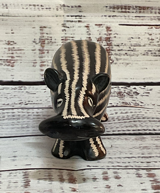 Vintage Soapstone Hand Carved Hippo Figurine
