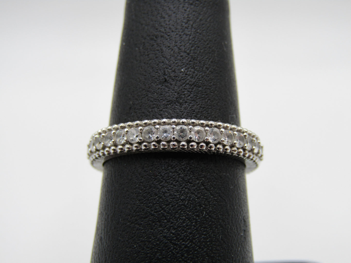 Judith Ripka Sterling Silver Cable Half Eternity Ring Size 7.5