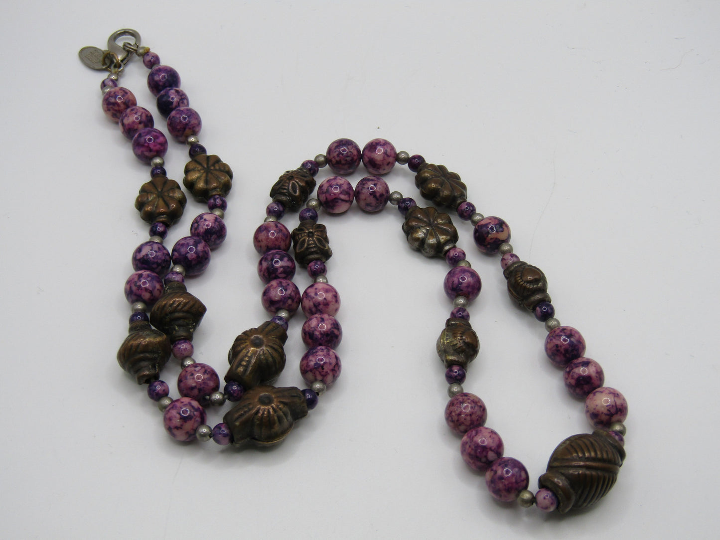 Judie Ingram Purple Swirl Resin Beaded Necklace