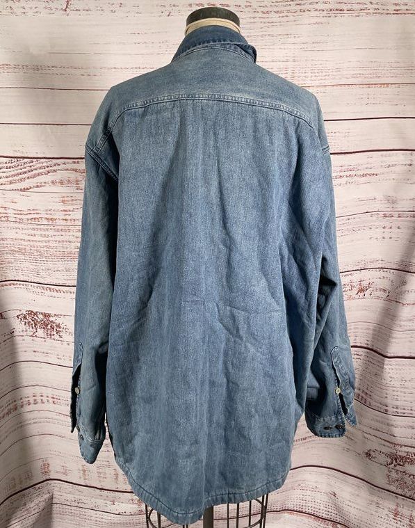Orvis Men's Heavyweight Fleece Line Denim Shirt Blue XXL