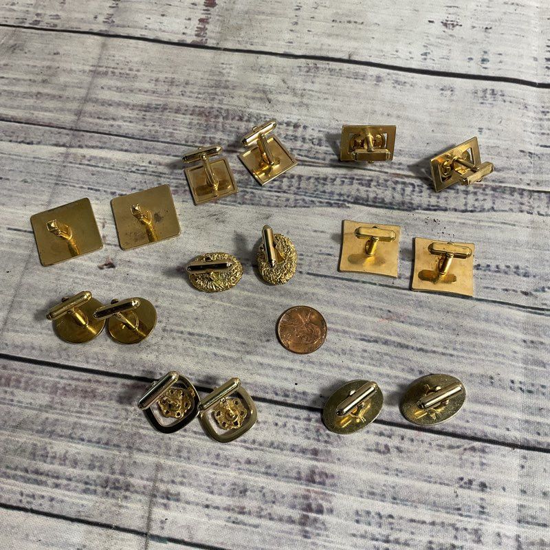 Lot of 8 Vintage Gold Tone Anson Mixed Style Cufflink Sets