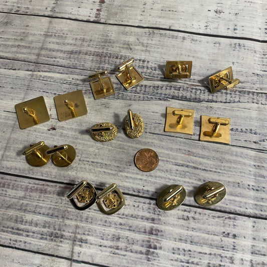 Lot of 8 Vintage Gold Tone Anson Mixed Style Cufflink Sets