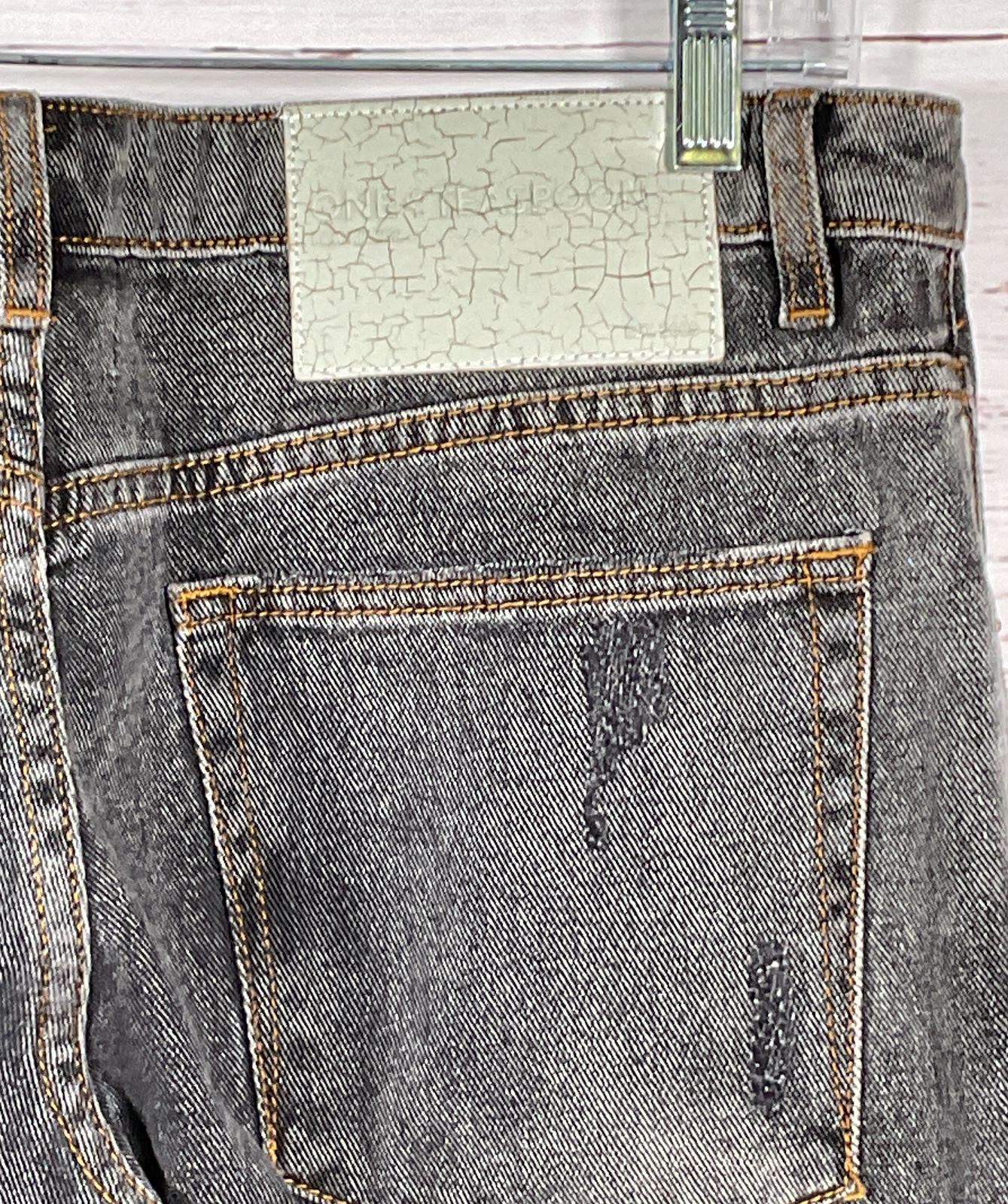 One Teaspoon Low Riders Distressed Wide Leg Jeans Gray 28