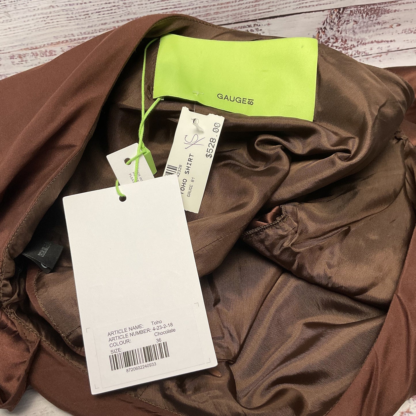 Gauge81 Toho Chocolate Brown Silk Off Shoulder Long Sleeve Blouse - Size 36 New