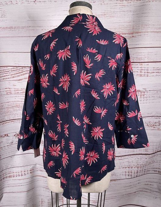Foxcroft Floral Print Shaped Button Down Shirt Multicolor 16W
