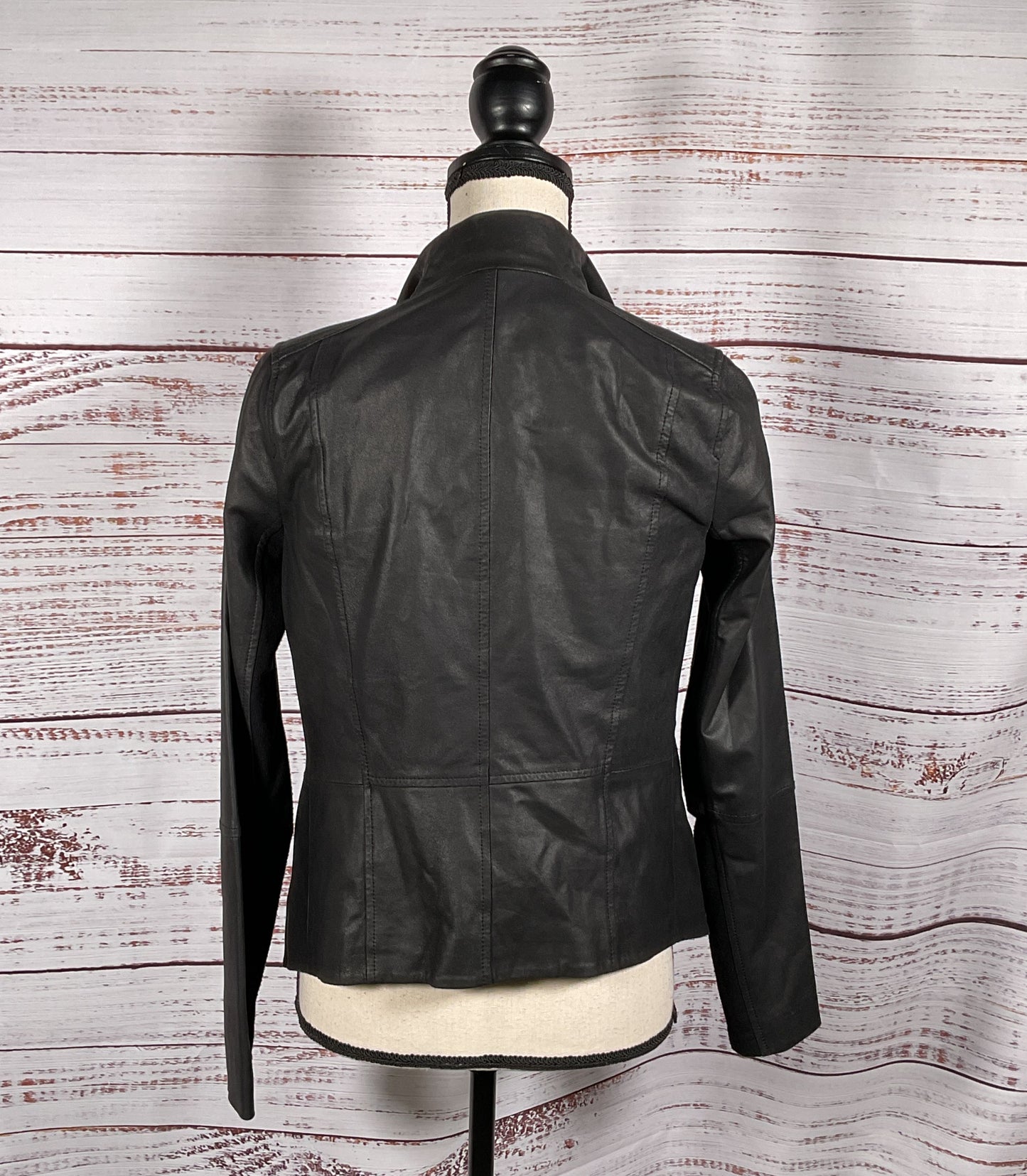 Vince Leather Open Front Cardigan Black XS
