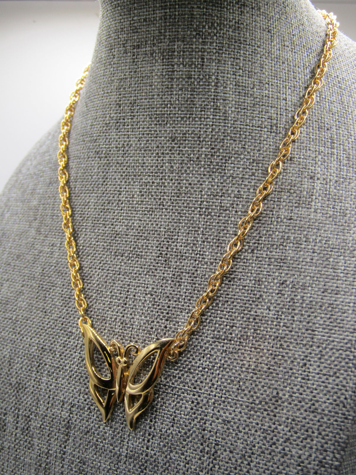 Trifari Gold Plated Butterfly Pendant Necklace