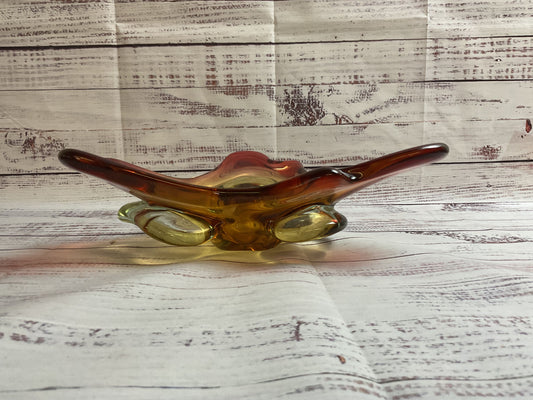 Amber Gradient Tri Tip Glass Art Bowl