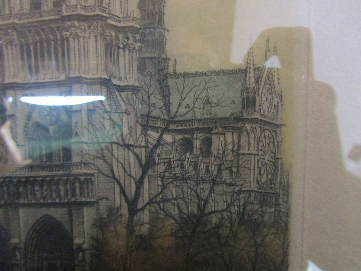 Notre-Dame Cathedral of Paris Print by Artist Pencil Signed