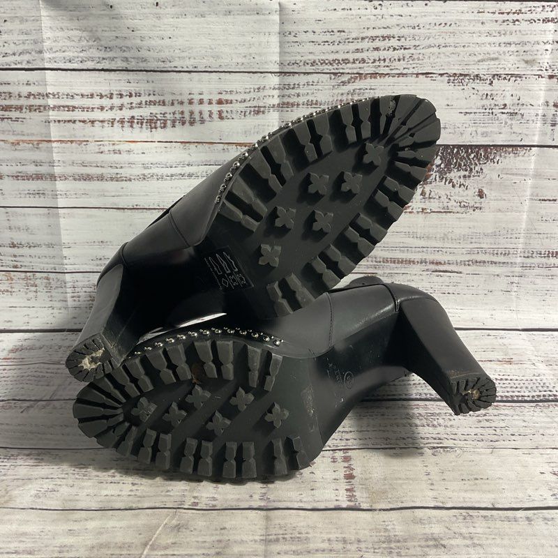 Allsaints Devora Black Leather Studded Pump Boot Women's Size 7.5 *DAMAGED*