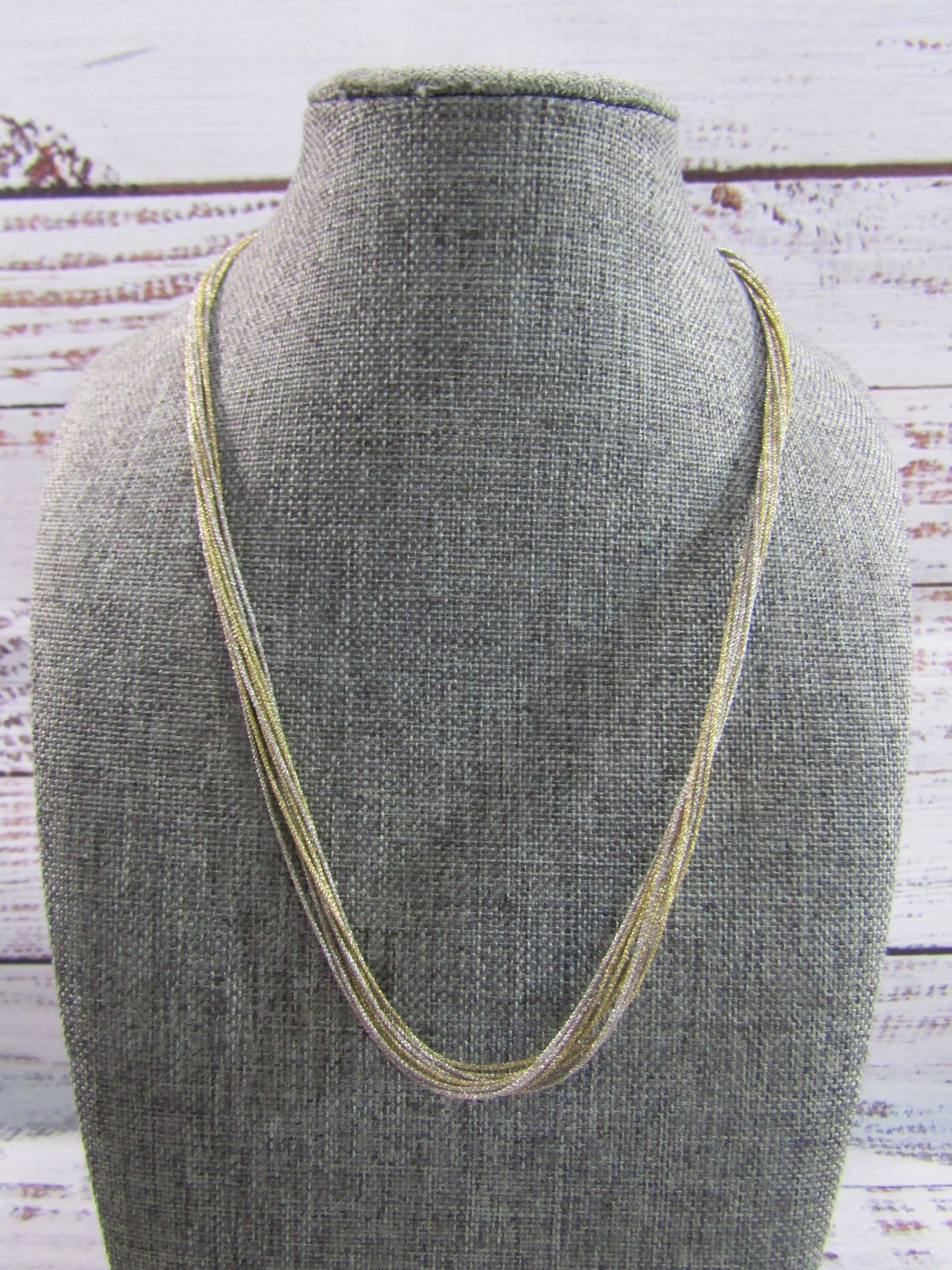 Two Tone Multi-Strand Sterling Silver Chain Necklace