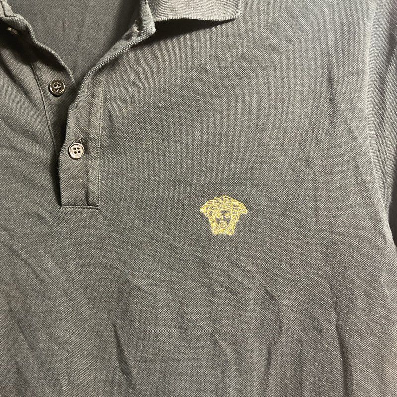 Versace Black Medusa Logo Embroidered Polo Shirt - Size XL