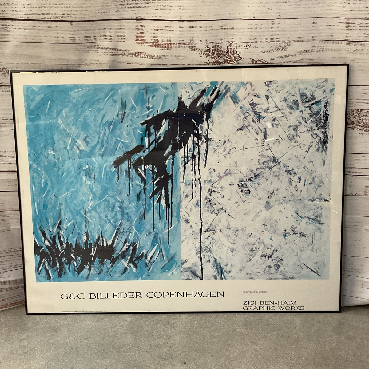 VTG. ZIGI BEN-HAIM "White and Green" 1995 Abstract Exhibition Poster