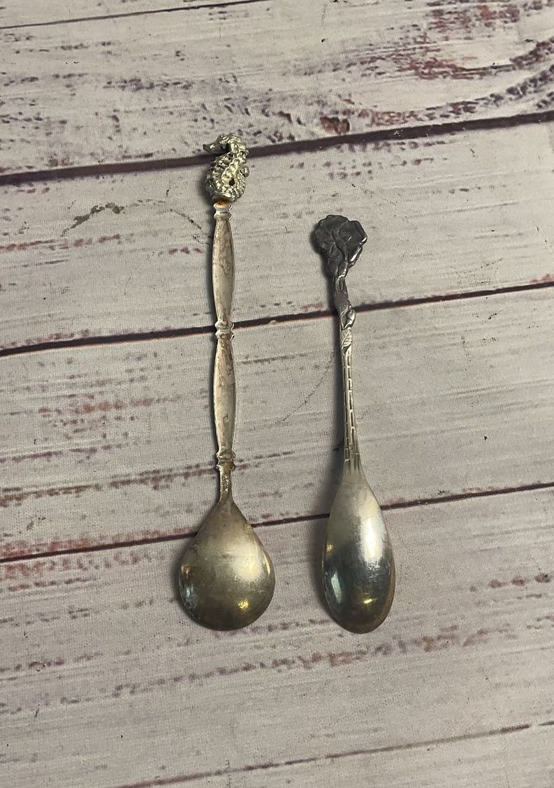 Pair Of Silver Plated Rose And Seahorse Sugar Spoons Spain and Holland