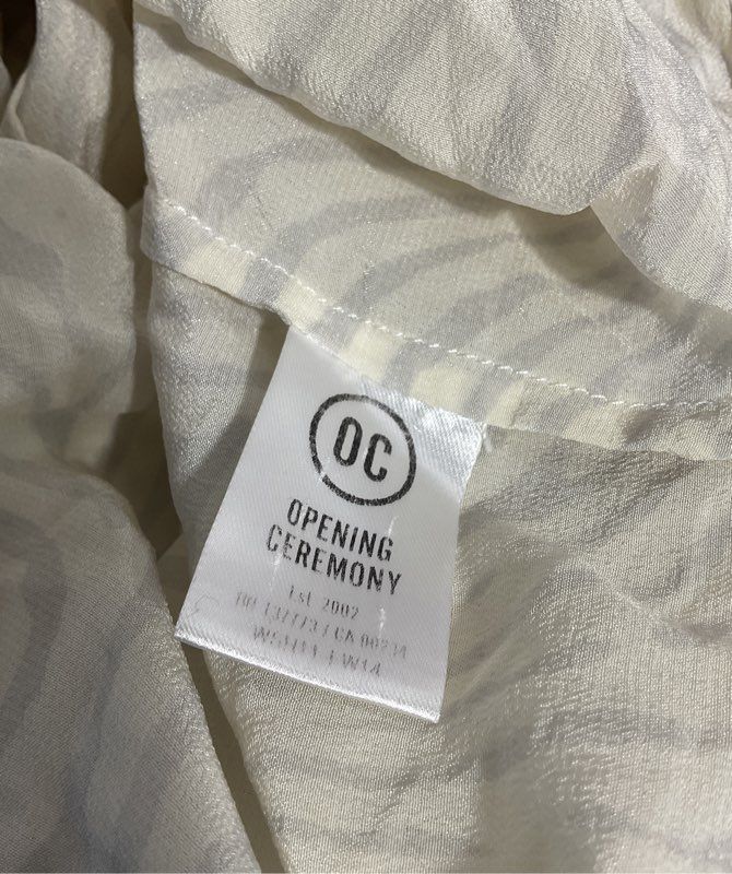 Opening Ceremony Fingerprint Pattern 100% Silk White Long Sleeve Shirt Size M