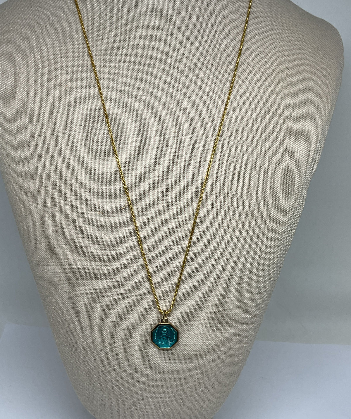 Italy Gold Tone Sterling Silver Enameled Pendant Chain Necklace