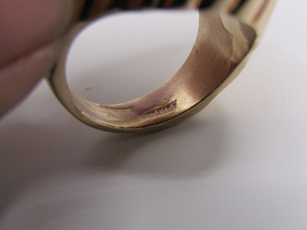 18k Yellow Gold Plated Oval Onyx Signet Ring Size 6.5