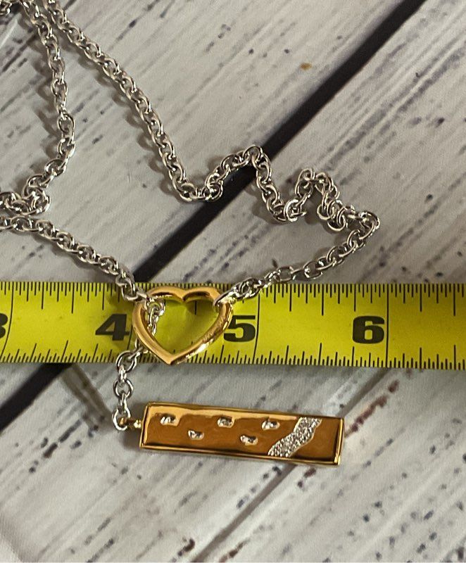BGE Bradford Exchange Sterling Silver Chain Necklace Gold Tone Heart
