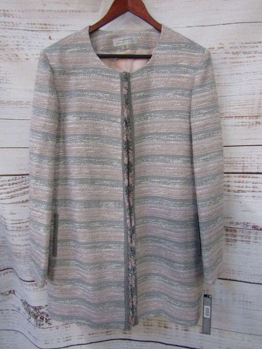 Tahari Arthur S. Levine Women's Pink Gray Tweed Open Jacket Size 18