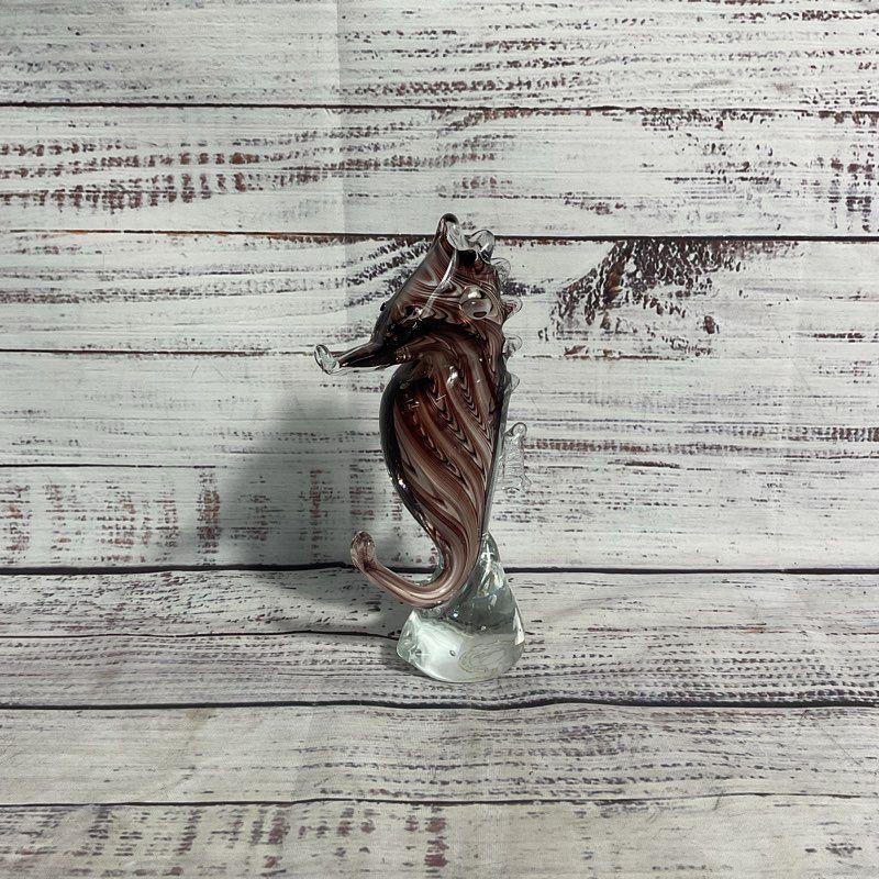 Dynasty Gallery Seahorse Purple Swirl Glass Art 7" Sculpture