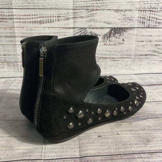 Baldan Venezia Black Studded Suede Flats w/ Zip Up Ankle Strap Women's 8.5 US