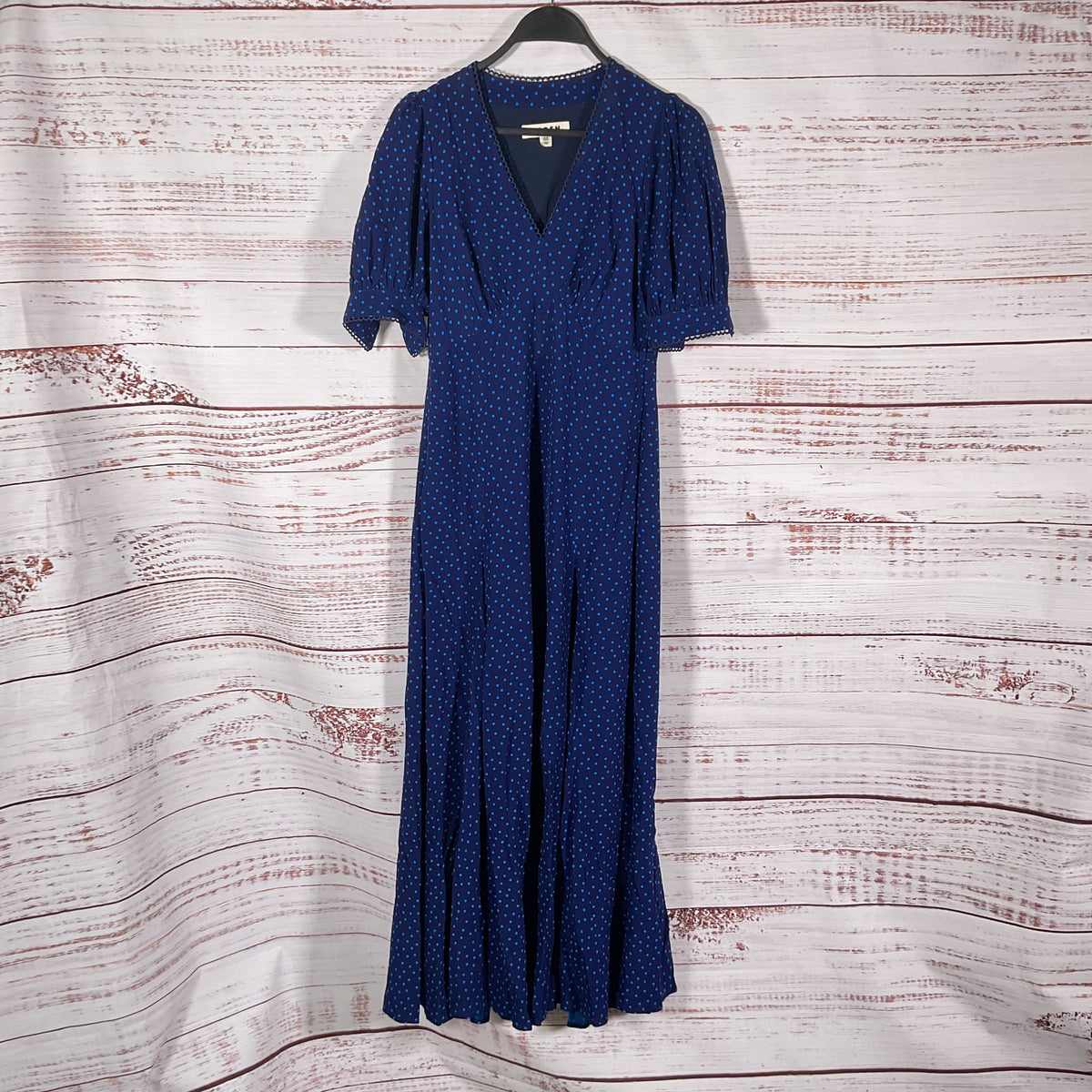 Boden Navy Blue Light Blue Polka Dot Short Sleeve Dress - Size 2R
