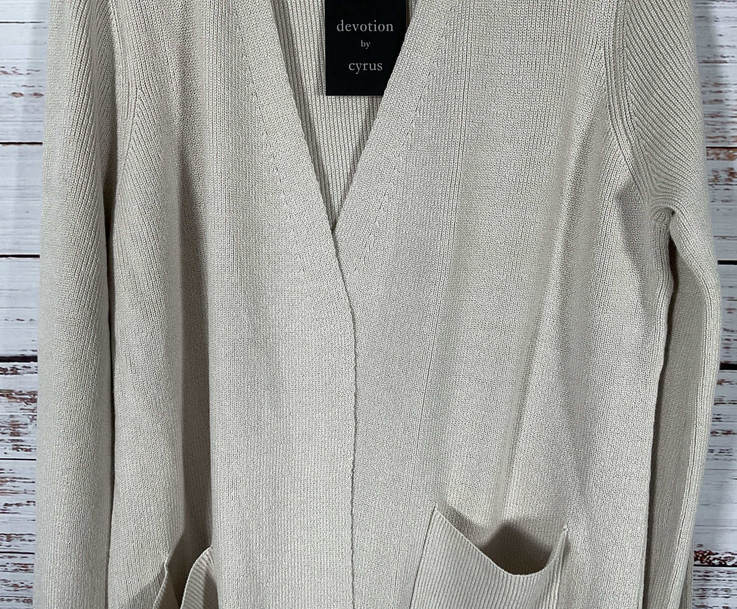 Devotion by Cyrus Women's Beige Open Cardigan Sweater Size L