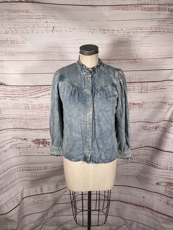 NWT RAILS Alanna Denim Blouse Antique Indigo Women's Size XS