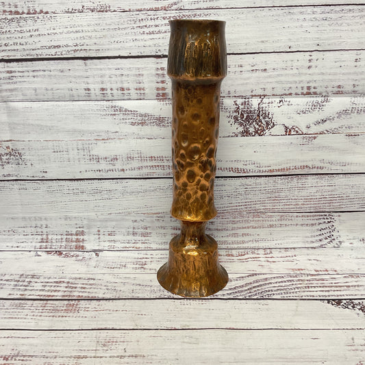 Hand Hammered Vintage Copper Bud Vase 12" 2lb Thick Walled