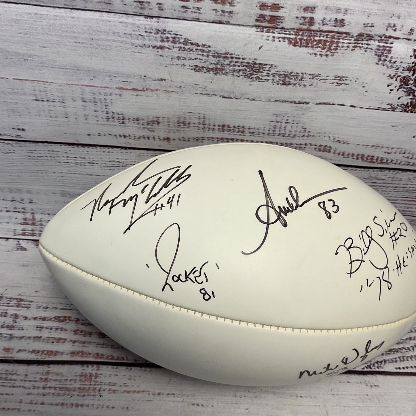 Signed Autographed Football Billy Sims James Lofton Mike Douglass Rocket Ismail